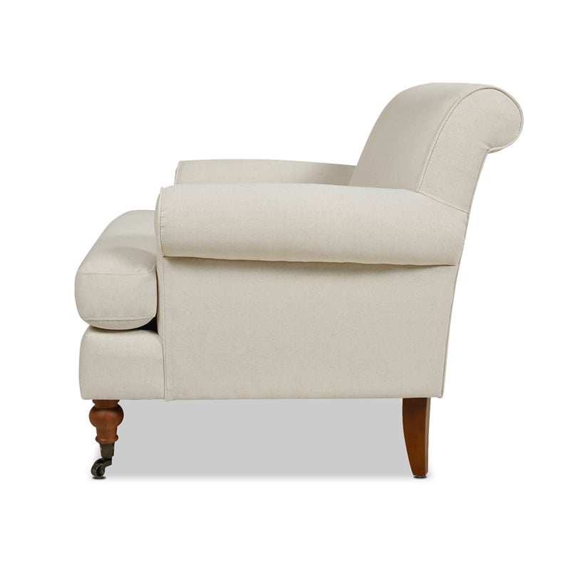 Pemberly Row Accent Arm Chair with Metal Casters in Light Beige