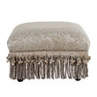 Pemberly Row Traditional Decorative Footstool in Teal Tan Polyester