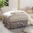 Pemberly Row Traditional Decorative Footstool in Teal Tan Polyester