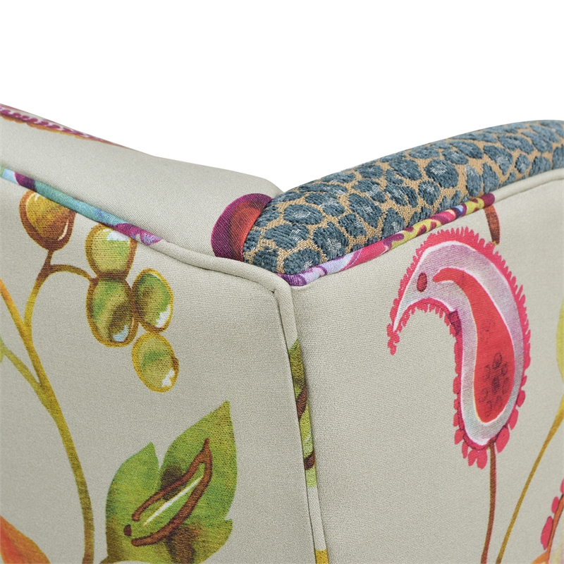 Pemberly Row Contemporary Upholstered Arm Chair in Floral & Leopard