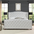Pemberly Row Tufted Wingback King Bed with Nailhead Accents in Bright White