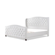 Pemberly Row Tufted Wingback King Bed with Nailhead Accents in Bright White