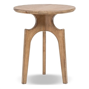 Pemberly Row 22&quot Round Reclaimed Pine Side Table in Antique Natural Brown