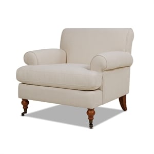 Pemberly Row Accent Arm Chair with Metal Casters in Sky Neutral