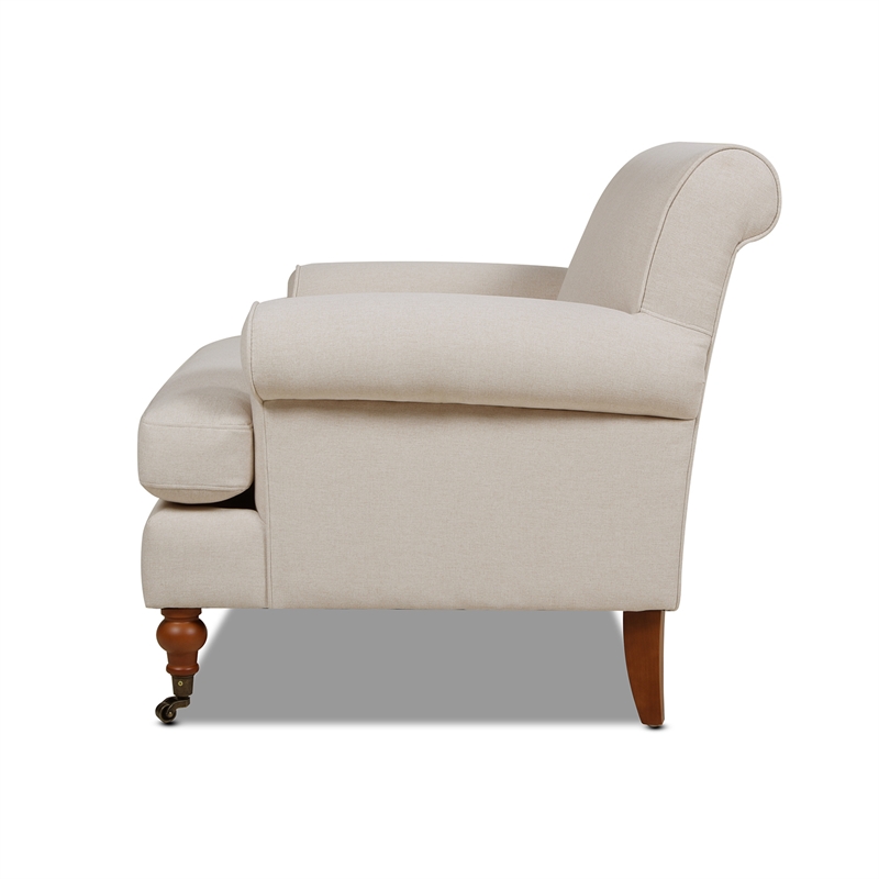 Pemberly Row Accent Arm Chair with Metal Casters in Sky Neutral