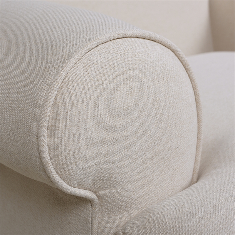 Pemberly Row Accent Arm Chair with Metal Casters in Sky Neutral