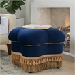 Pemberly Row Contemporary Hand-Tufted Clover Ottoman in Navy Blue