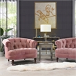 Pemberly Row Contemporary Tufted Accent Chair in Ash Rose Velvet Pink
