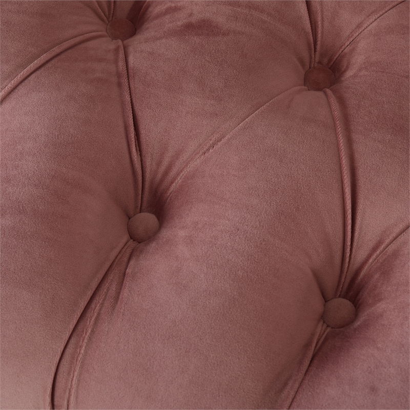 Pemberly Row Contemporary Tufted Accent Chair in Ash Rose Velvet Pink