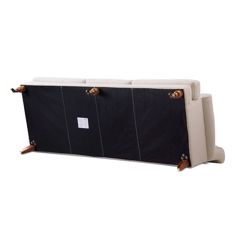 Pemberly Row Recessed Arm Sofa with Metal Casters in Sky Neutral
