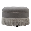 Pemberly Row Contemporary Tufted Decorative Round Ottoman in Light Grey