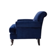 Pemberly Row Accent Arm Chair with Metal Casters in Navy Blue
