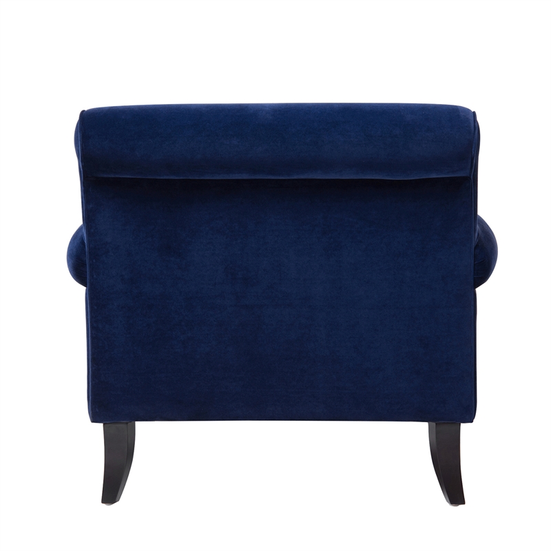 Pemberly Row Accent Arm Chair with Metal Casters in Navy Blue