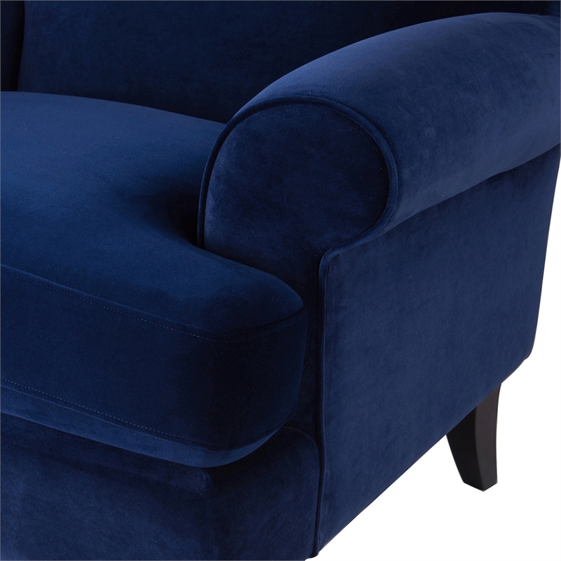 Pemberly Row Accent Arm Chair with Metal Casters in Navy Blue