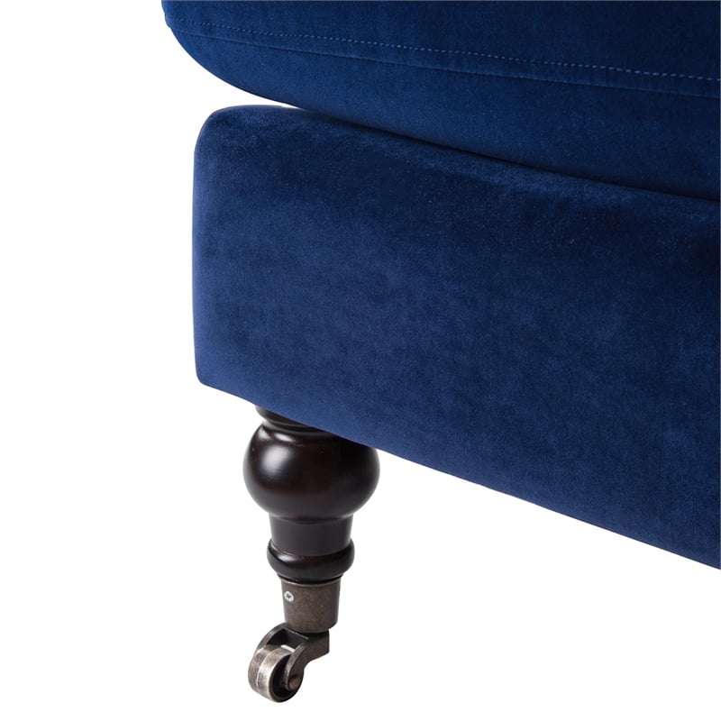 Pemberly Row Accent Arm Chair with Metal Casters in Navy Blue