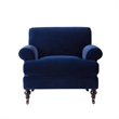 Pemberly Row Accent Arm Chair with Metal Casters in Navy Blue