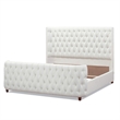 Pemberly Row King Tufted Wingback Panel Bed in Antique White