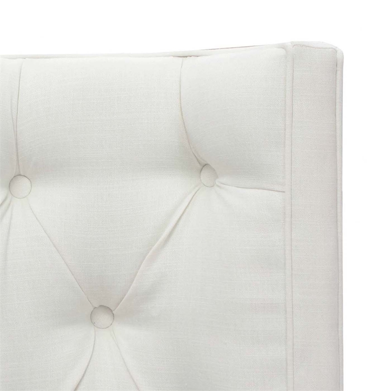 Pemberly Row King Tufted Wingback Panel Bed in Antique White