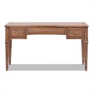 Pemberly Row 55&quot 3-Drawer Wood Executive Desk in Brown Rubber Wood & Veneer