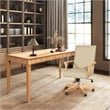 Pemberly Row Home Office Writing Desk & Executive Chair Set in Cream Beige