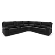 Pemberly Row 6-Piece Power Reclining Leather Sectional with Cup Holders in Black