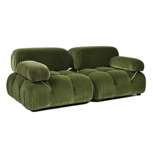 Pemberly Row 72.5&quot Bubble Modular 2-Piece Loveseat Sofa in Olive Green