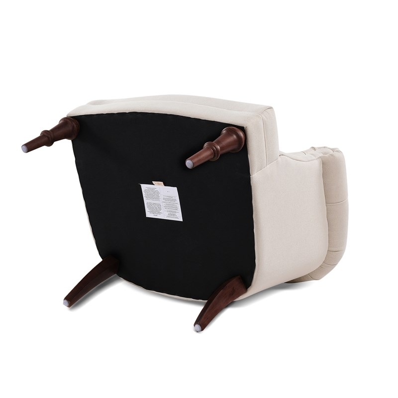 Pemberly Row Tufted Accent Chair with Rolled Arms in Sky Neutral