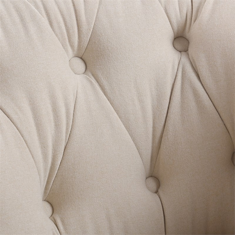 Pemberly Row Tufted Accent Chair with Rolled Arms in Sky Neutral