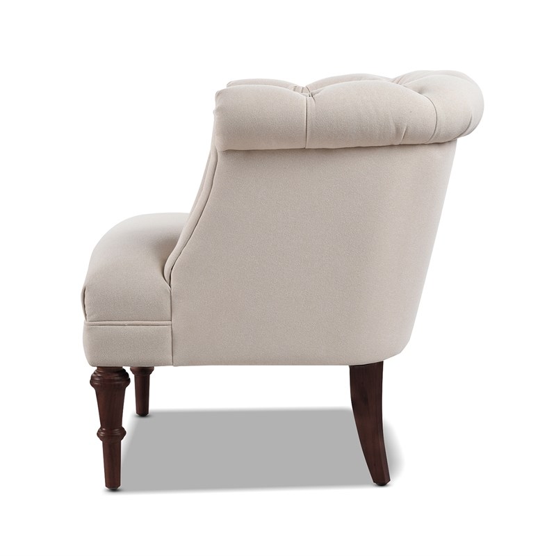 Pemberly Row Tufted Accent Chair with Rolled Arms in Sky Neutral