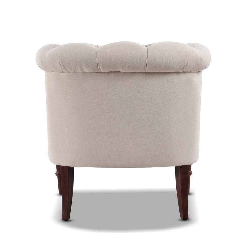 Pemberly Row Tufted Accent Chair with Rolled Arms in Sky Neutral