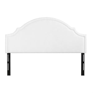 Pemberly Row Upholstered King Headboard with Clean Lines in Antique White