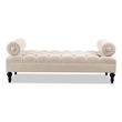 Pemberly Row Bolster Arm Entryway Bench with Hand Tufting in Cream Polyester