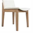 Pemberly Row Reclaimed Pine Wood Dining Chair Set of 2 in Light Beige Chenille