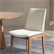 Pemberly Row Reclaimed Pine Wood Dining Chair Set of 2 in Light Beige Chenille