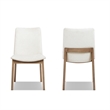 Pemberly Row Reclaimed Pine Wood Dining Chair Set of 2 in Light Beige Chenille
