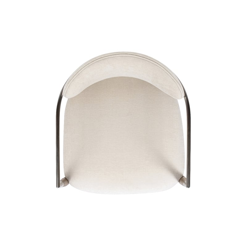 Pemberly Row Mixed Material Upholstered Dining Arm Chair in White Chenille