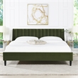 Pemberly Row King Vertical Tufted Platform Bed Set in Olive Green Velvet
