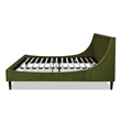 Pemberly Row King Vertical Tufted Platform Bed Set in Olive Green Velvet