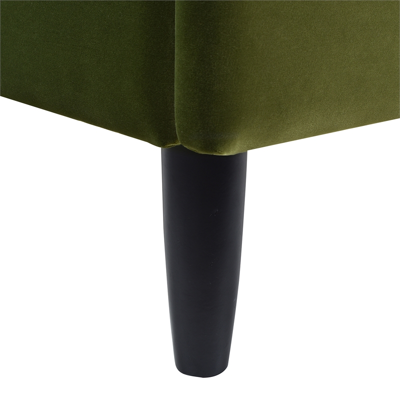 Pemberly Row King Vertical Tufted Platform Bed Set in Olive Green Velvet