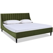 Pemberly Row King Vertical Tufted Platform Bed Set in Olive Green Velvet