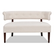 Pemberly Row Roll Arm Tufted Polyester Fabric Bench with Spring Seat in Cream