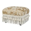 Pemberly Row Traditional Decorative Footstool with Tassel Fringe in Neutral