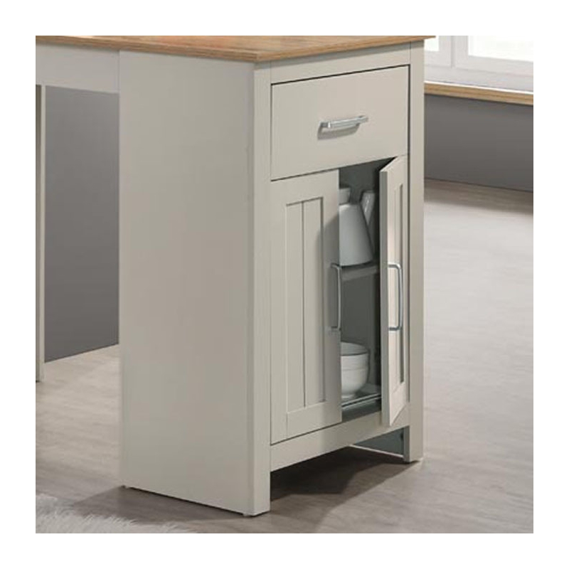 Pemberly Row Light Gray Engineered Wood Counter Height Table with Cabinet