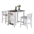 Pemberly Row 3-Piece White Counter Height Dining Table with Shelves and 2 Chairs
