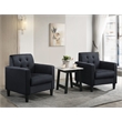 Pemberly Row Black Velvet Armchairs and End Table Living Room Set