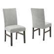 Pemberly Row Set of 2 Light Gray Fabric Parsons Dining Chairs with Wood Legs