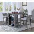 Pemberly Row 3-Piece Gray Counter Height Dining Table with Shelves and 2 Chairs