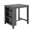 Pemberly Row 3-Piece Gray Counter Height Dining Table with Shelves and 2 Chairs