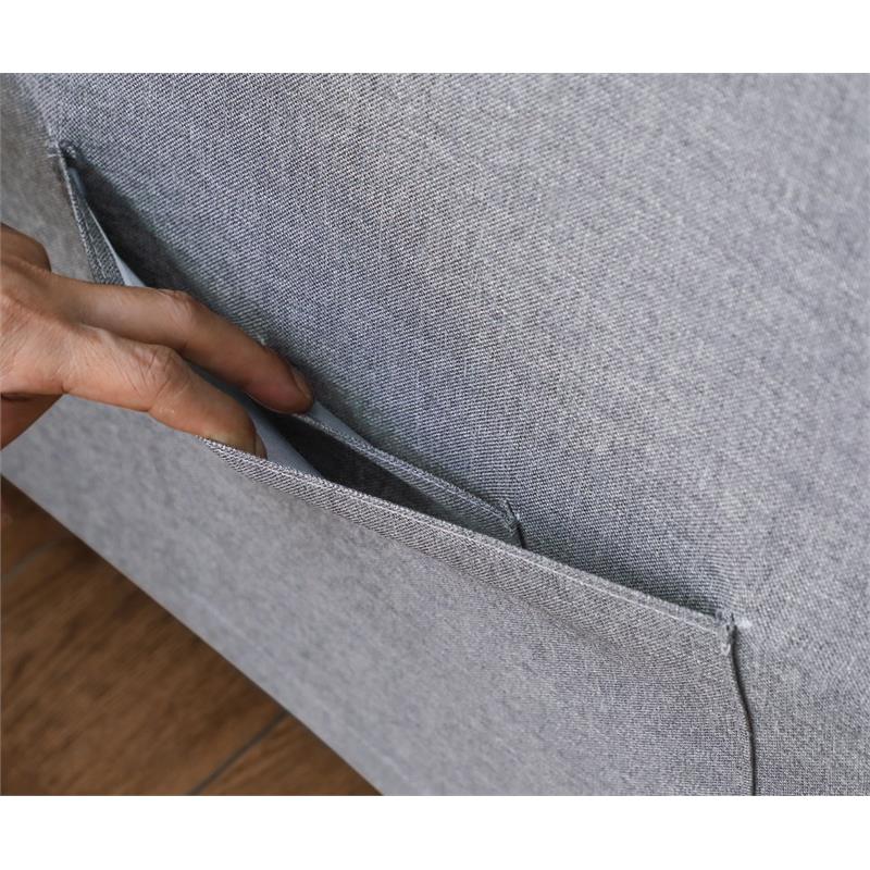 Pemberly Row Linen Convertible Sleeper Chair with Side Pocket in Light Gray