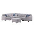 Pemberly Row Light Gray Linen 7Pc Reversible Sectional with Ottoman & Cupholder